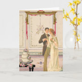 Vintage Victorian Wedding Celebration Scene カード (黄色い花)