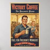 Vintage Victory Coffee Builder's Blend Poster ポスター (正面)