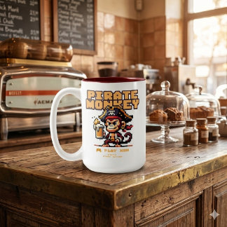 Vintage Video Game Pirate Monkey Coffee Mug ツートーンマグカップ