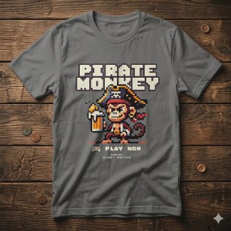 Vintage Video Game Pirate Monkey T-Shirt Tシャツ