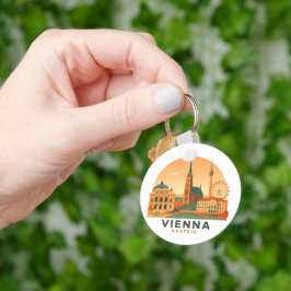 Vintage Vienna Austria Keychain – Retro Travel Art キーホルダー