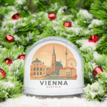 Vintage Vienna Austria Retro Travel Snow Globe