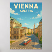 Vintage Vienna Austria Travel Poster ポスター (正面)