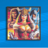 Vintage Viking Warrior Woman ポスター