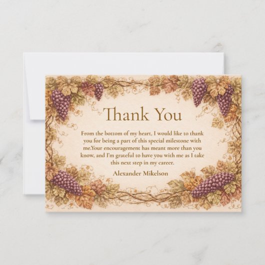 Vintage Vineyard Graduation Party サンキューカード (正面)