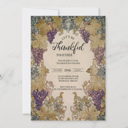 Vintage Vineyard Thanksgiving Celebration 招待状 (正面)