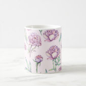 Vintage Violet Peony Flowers Seamless Pattern コーヒーマグカップ (中央)