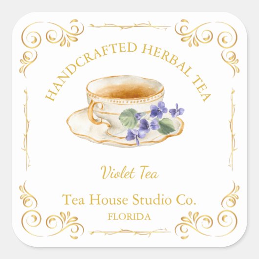 Vintage Violet Tea Square Label スクエアシール (正面)