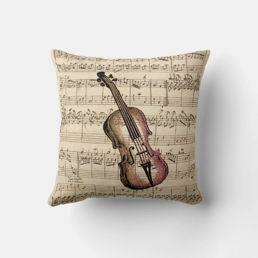 Vintage Violin and Sheet Music クッション (裏面)