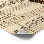 Vintage Violin and Sheet Music ポスター (角)