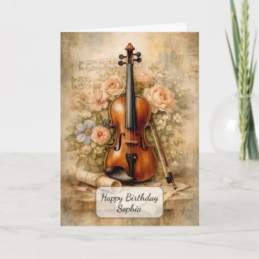 Vintage Violin Floral Composition カード (正面)