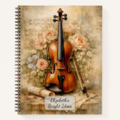 Vintage Violin Floral Composition ノートブック (正面)