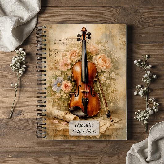 Vintage Violin Floral Composition ノートブック