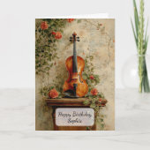 Vintage Violin with Roses カード (正面)