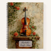 Vintage Violin with Roses ノートブック (正面)
