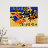 Vintage Virginia Beach Scene ポスター (キッチン)