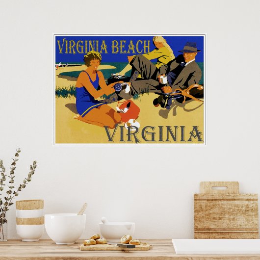 Vintage Virginia Beach Scene ポスター (キッチン)