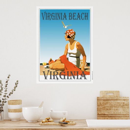 Vintage Virginia Beach Virginia ポスター (キッチン)