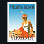 Vintage Virginia Beach Virginia ポスター<br><div class="desc">A retro poster that never was until now. A recreation of an old poster that should have been. A Virginia Beach in retro style from the art deco era. Bright colors with a woman on the beach under a blue sky.</div>