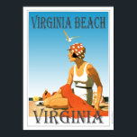 Vintage Virginia Beach Virginia ポスター<br><div class="desc">A retro poster that never was until now. A recreation of an old poster that should have been. A Virginia Beach in retro style from the art deco era. Bright colors with a woman on the beach under a blue sky.</div>