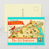Vintage Virginia Map Postcard ポストカード (正面/裏面)