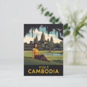 Vintage Visit Cambodia Angkor Wat Travel ポストカード (スタンド正面)