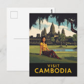 Vintage Visit Cambodia Angkor Wat Travel ポストカード (正面/裏面)