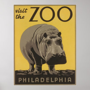 Vintage Visit The Zoo Philadelphia ポスター