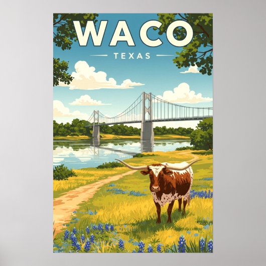 Vintage Waco Texas ポスター (正面)