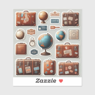 Vintage Wanderlust Travel & Suitcase Sticker Sheet シール