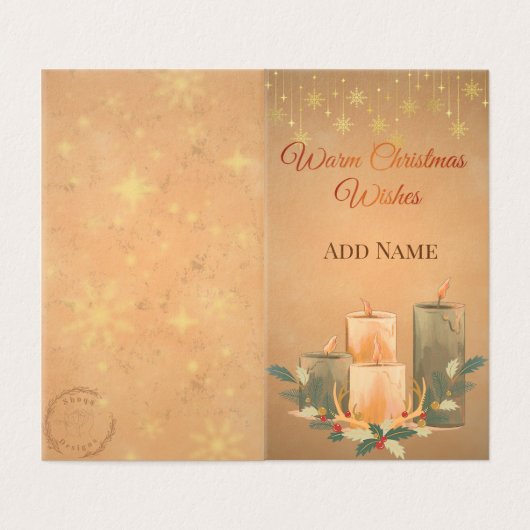 Vintage Warm Christmas Candle Greeting Card (外部フラット)