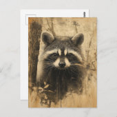 Vintage Waschbären Portrait ポストカード (正面/裏面)