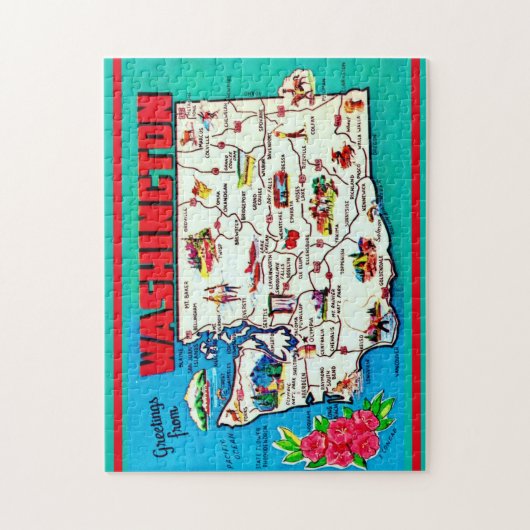 Vintage Washington Map ジグソーパズル (縦)