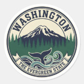 Vintage Washington State Emblem  ラウンドシール (正面)