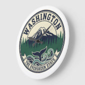 Vintage Washington State Emblem  ラージ壁時計 (傾斜)