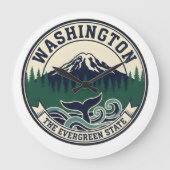 Vintage Washington State Emblem  ラージ壁時計 (正面)