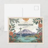 Vintage Washington State Travel Seattle Space Need シーズンポストカード (正面/裏面)
