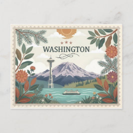 Vintage Washington State Travel Seattle Space Need シーズンポストカード