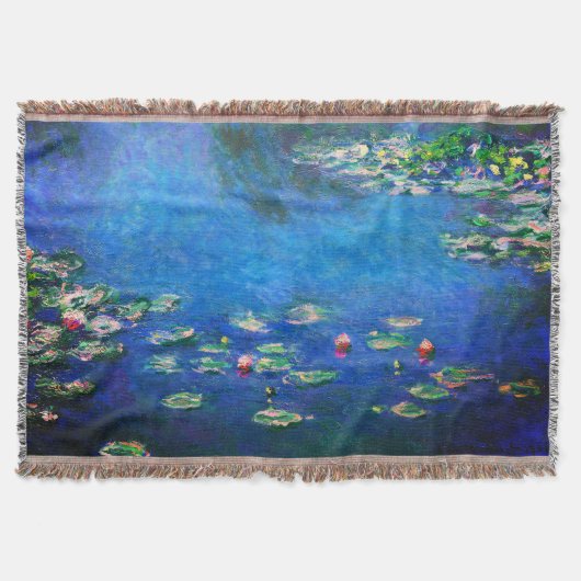 Vintage Water Lilies by Claude Monet スローブランケット (正面)