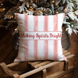 Vintage Watercolor Candy Cane Stripe Christmas クッション