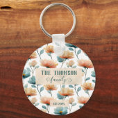 Vintage Watercolor Floral Family Heritage キーホルダー (正面)