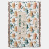 Vintage Watercolor Floral Family Heritage スローブランケット (正面縦)