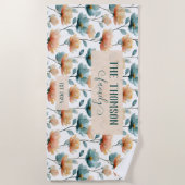 Vintage Watercolor Floral Family Heritage ビーチタオル (正面)