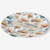 Vintage Watercolor Floral Family Heritage ペーパープレート (アングル)