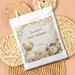 Vintage Watercolor Floral Teddy Bear Baby Shower  フェイバーバッグ