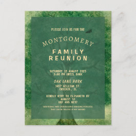 Vintage Watercolor Oak Tree Family Reunion ポストカード