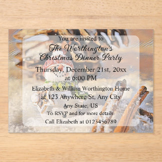 Vintage Watercolor painting of a Snowman アクリル招待状