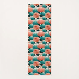 Vintage Watercolor Pink and Green Floral ヨガマット