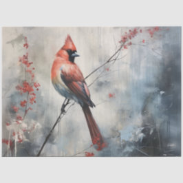 Vintage Watercolor Red Cardinal Holiday Decoupage  薄葉紙