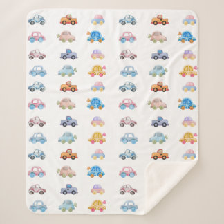 Vintage Watercolor Toy Cars Sherpa Blanket シェルパブランケット